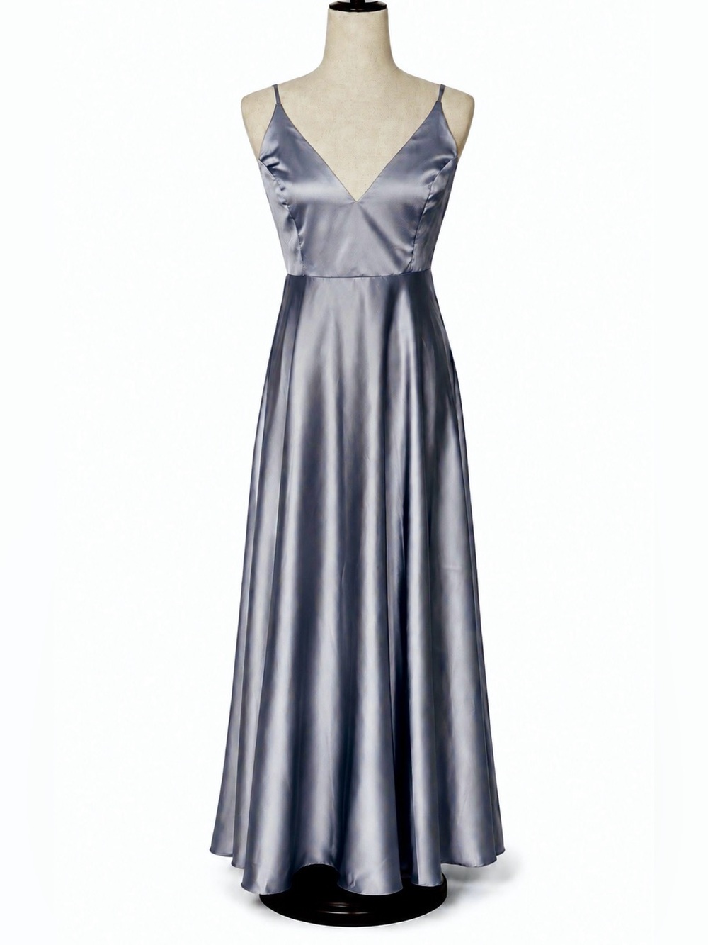 ASOS grey blue silky dress / gown w bow and spaghetti straps. "slip dress" M - Picture 2 of 5